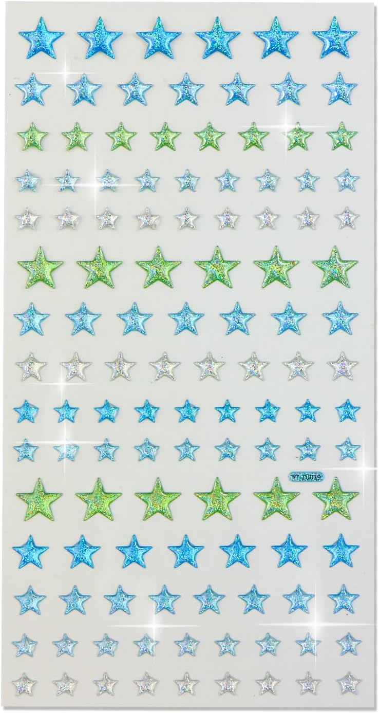 ご褒美シール 3D 星 ブルーミックス ラメ 立体 キラキラ デコレーション 1シート〔117s〕入 きらきらぷんぷん丸 3D-016
