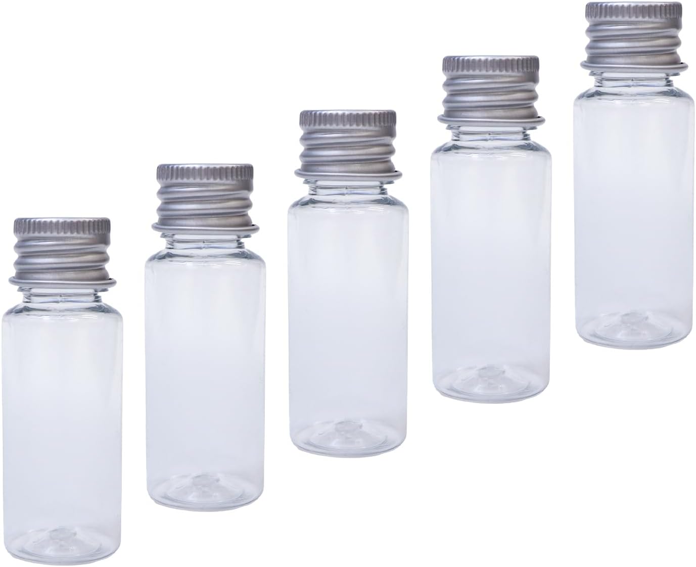 ミニボトル プラスチック アルミ キャップ 20ml 5本セット 小瓶 小物入れ 手芸 液体 保存 小分け 整理 鑑賞 きらきらぷんぷん丸  ACB-001 - きらきらぷんぷん丸