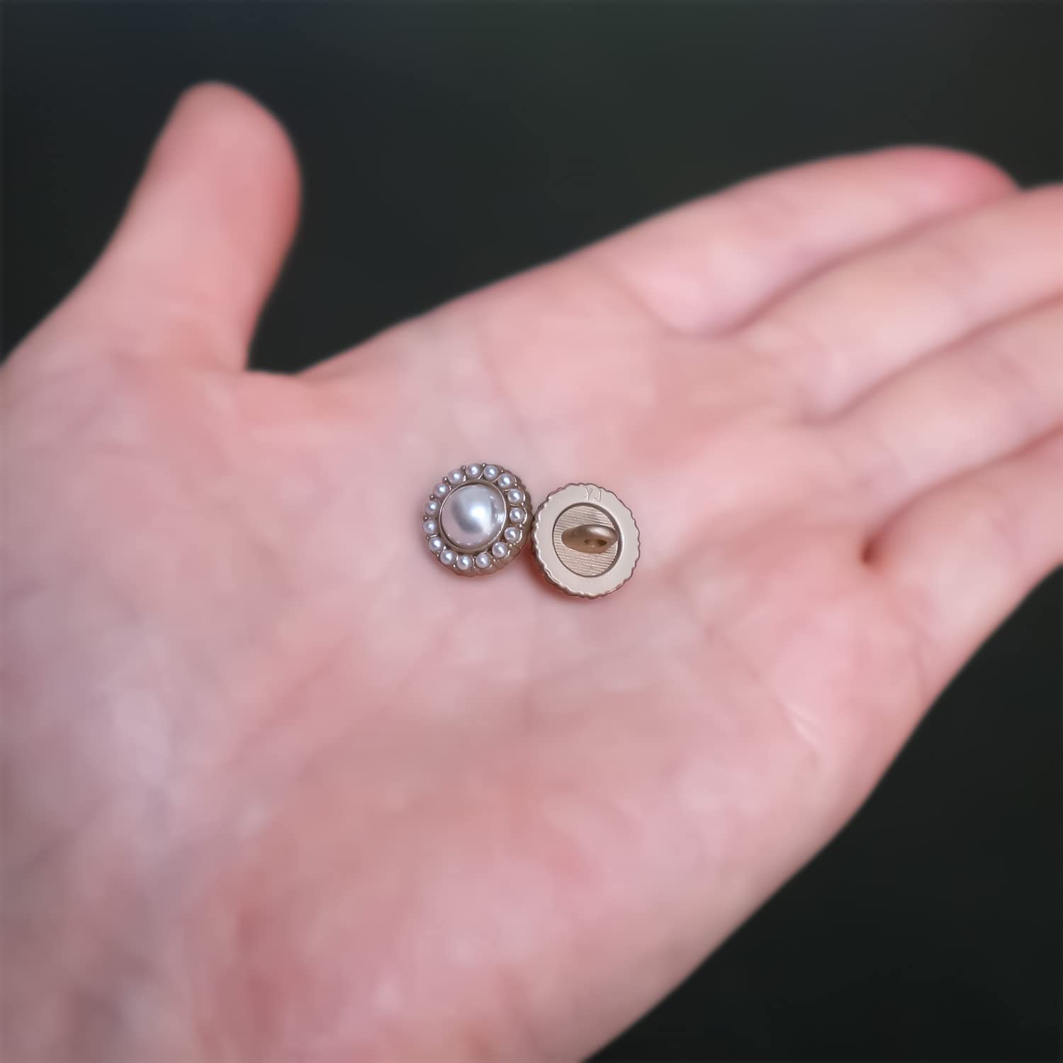 【飾りボタン パール】パール×ミニパール ビジューボタン 縫製ボタン 袖口ボタン 金 丸型5個入り【12.5mm】きらきらぷんぷん丸 B-014