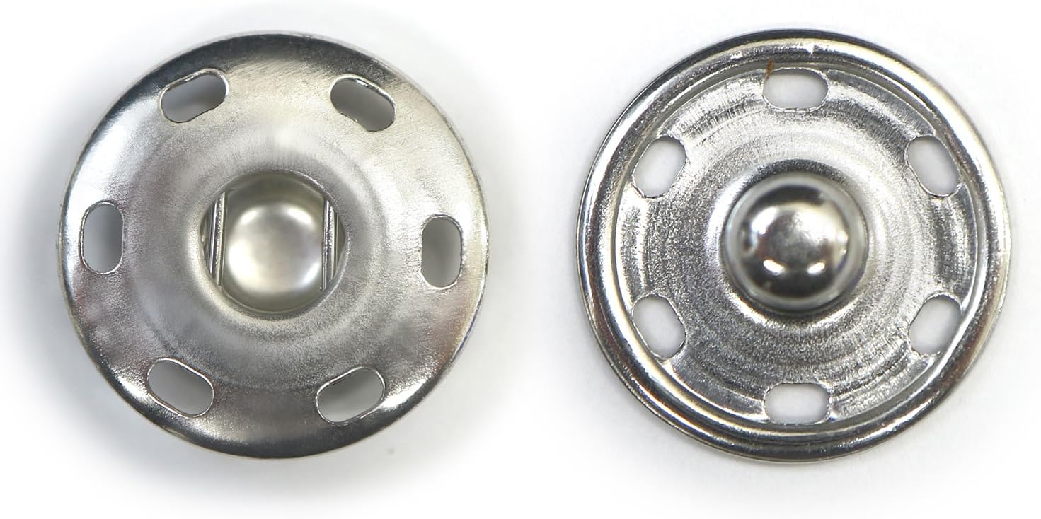 スナップボタン シルバー 19mm 10組入り 縫い付けタイプ 打ち具不要 銀 ボタン きらきらぷんぷん丸 B-327