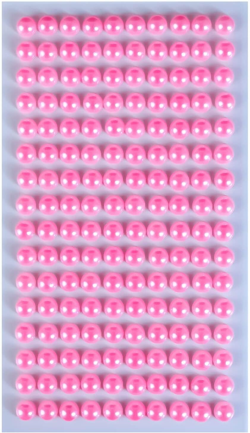 110 ラインストーンシール(デコシール) パールタイプ 6ミリ【ピンク】1シート きらきらぷんぷん丸