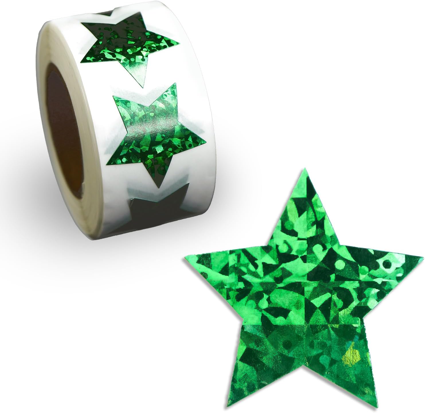 ホログラムロールシール 緑 グリーン 星型シール 星ステッカー